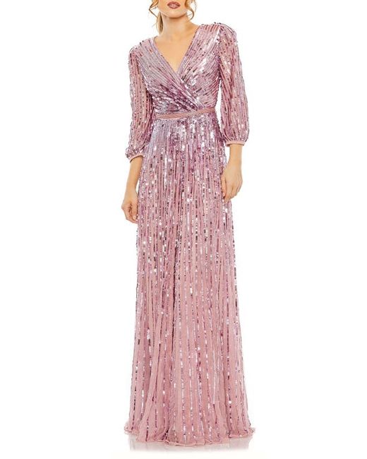 Mac Duggal Sequin Surplice Tulle Gown in at