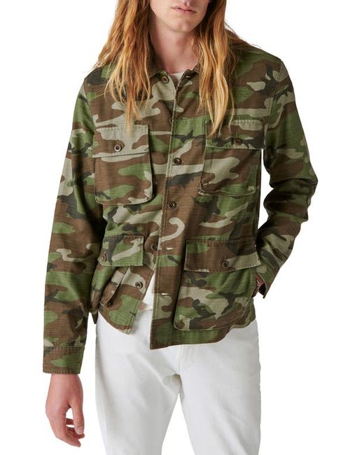 Lucky Brand Camo Slub Twill Button-Up Military Jacket in at