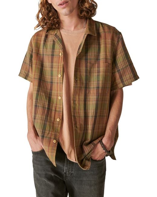 Lucky Brand Plaid Linen Cotton Camp Shirt in at