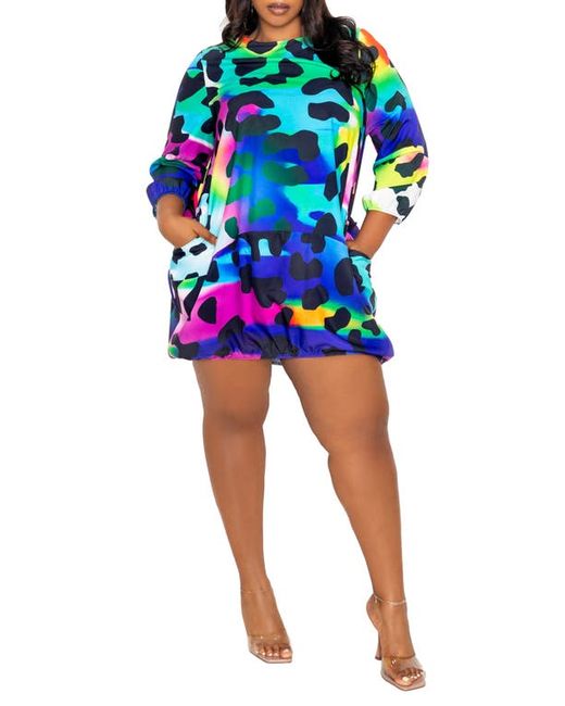 Buxom Couture Rainbow Leopard Print Bubble Hem Dress in at