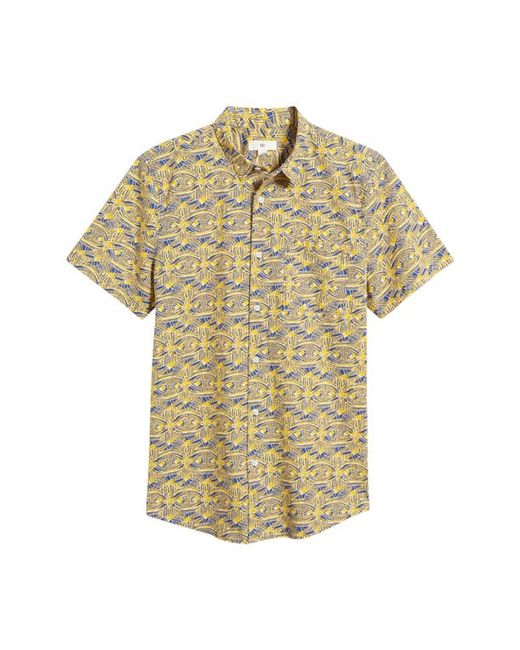 Bp. BP. Abstract Leaf Print Short Sleeve Button-Up Shirt in at