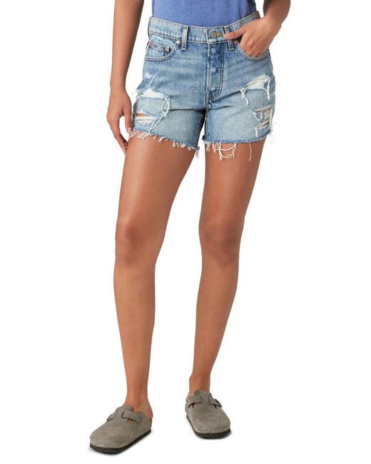 Lucky Brand 90s Ripped High Waist Midi Denim Shorts in at