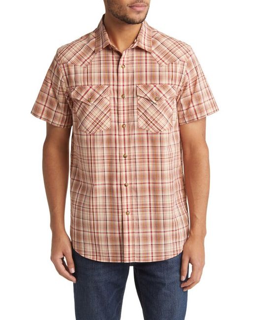 Pendleton Frontier Short Sleeve Button-Up Shirt in Rust/Ivory Plaid at
