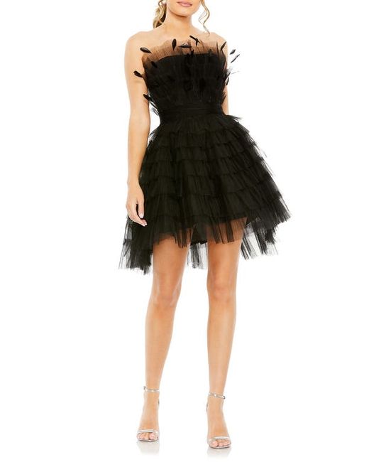Mac Duggal Feather Tulle Strapless Minidress in at