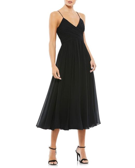 Ieena for Mac Duggal Faux Wrap Midi Cocktail Dress in at