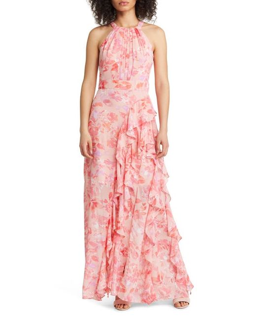 Eliza J Floral Ruffle Chiffon Gown in at