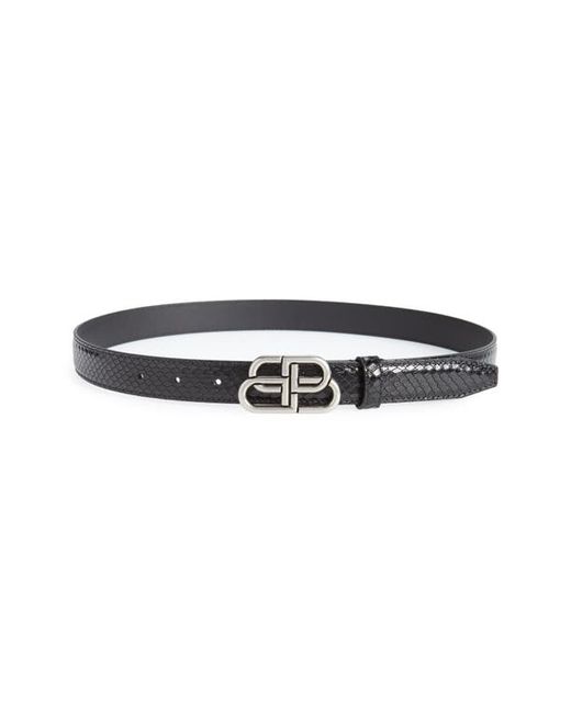 Balenciaga BB Logo Buckle Croc Embossed Leather Belt in at