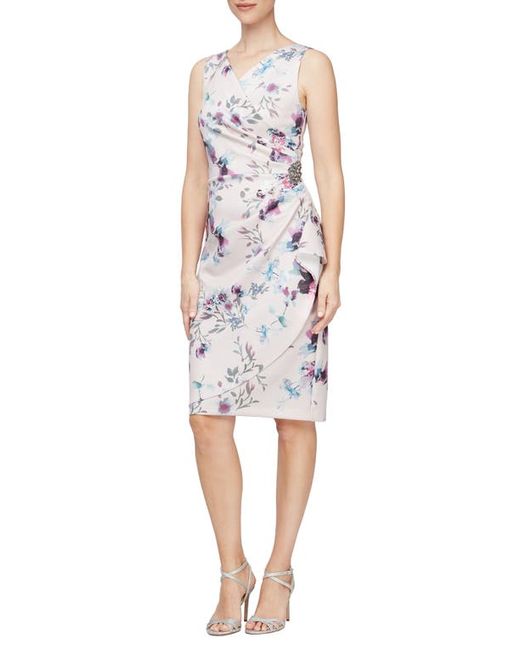 Alex Evenings Floral Side Ruched Cocktail Dress in at