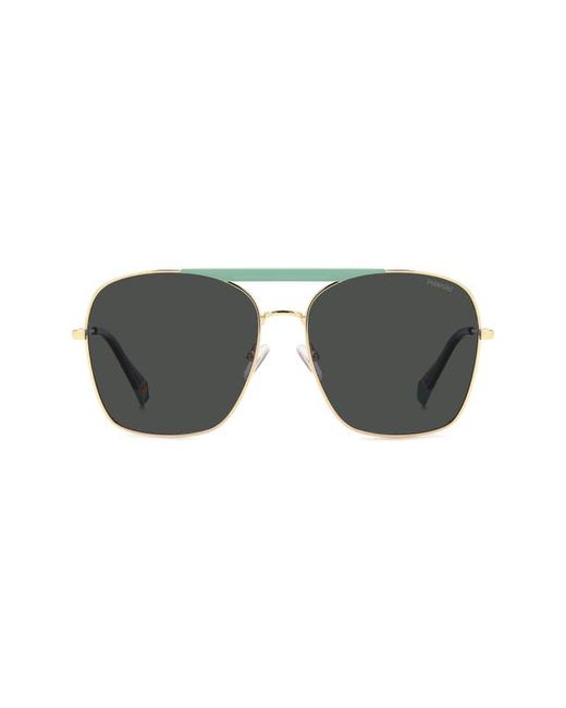 Polaroid 59mm Flat Front Polarized Square Sunglasses in Matte Aqua Gold Polar at