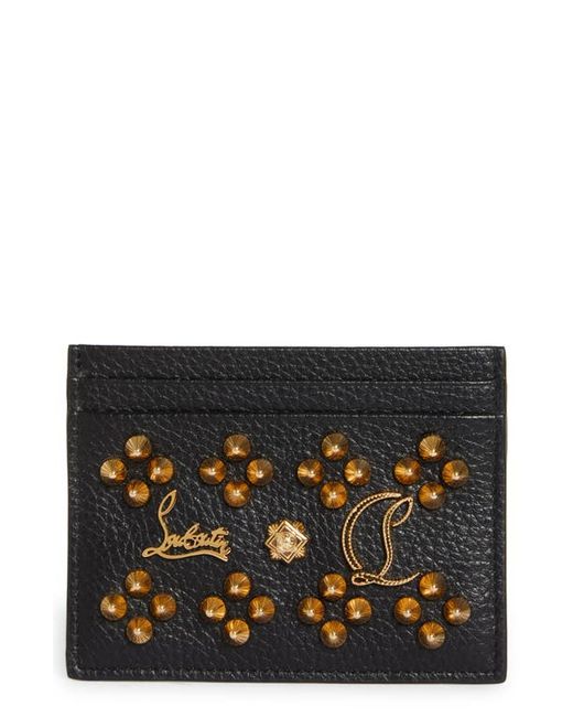 Christian Louboutin Loubisky Seville Studded Leather Card Case in Cm6S Gold at