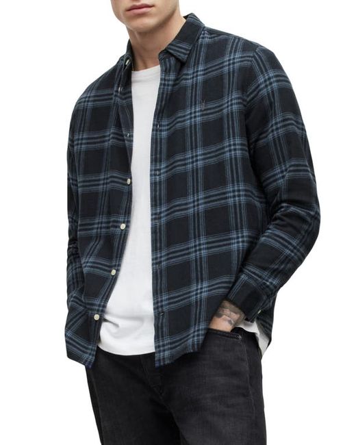 AllSaints Voltana Plaid Flannel Button-Up Shirt in at