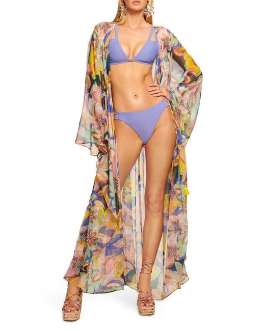 Ramy Brook Austin Floral Long Sleeve Sheer Cover-Up Dress in at