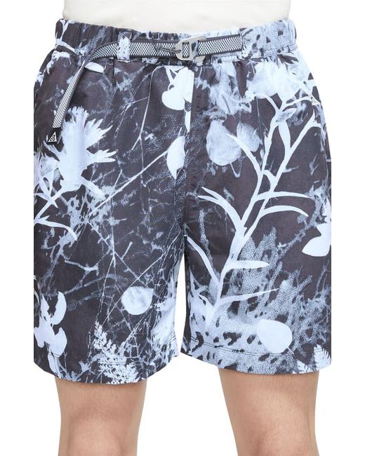 Nike ACG Water Repellent Floral Nylon Trail Shorts in Gridiron/Cobalt/Summit at
