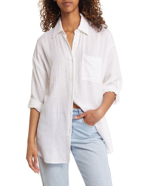 Rip Curl Premium Linen Button-Up Blouse in at
