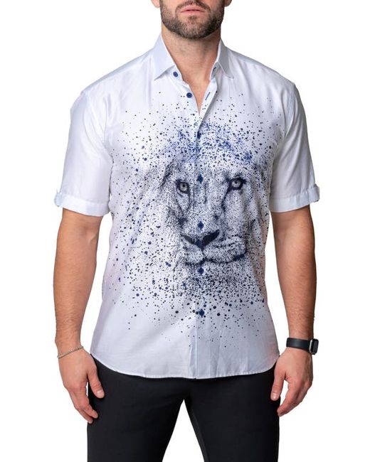 Maceoo Galileo Liondissolve Short Sleeve Contemporary Fit Button-Up Shirt in at
