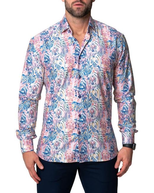 Maceoo Fibonacci Lion Regular Fit Cotton Blend Button-Up Shirt in at
