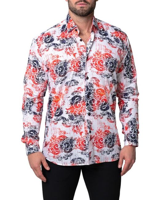 Maceoo Fibonacci Husk Regular Fit Cotton Blend Button-Up Shirt in at