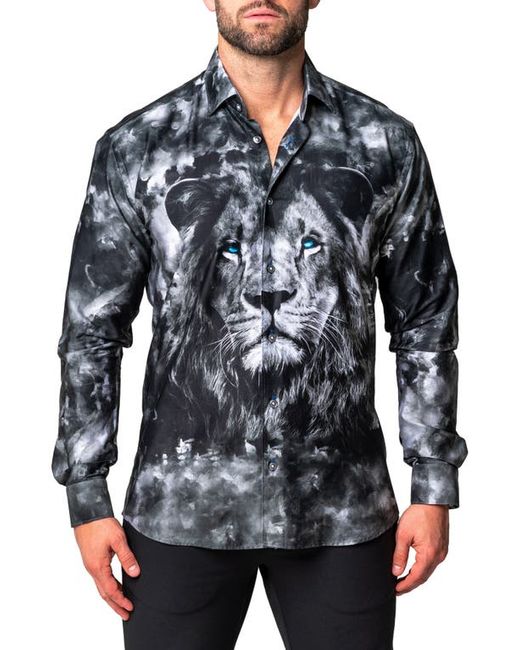 Maceoo Fibonacci Lionthoughts Cotton Button-Up Shirt in at