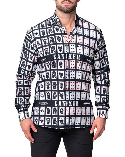 Maceoo Fibonacci Gangster Cotton Button-Up Shirt in at