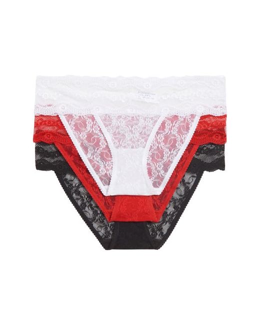 B. Tempt'D By Wacoal Assorted 3-Pack Lace Kiss Bikinis in at