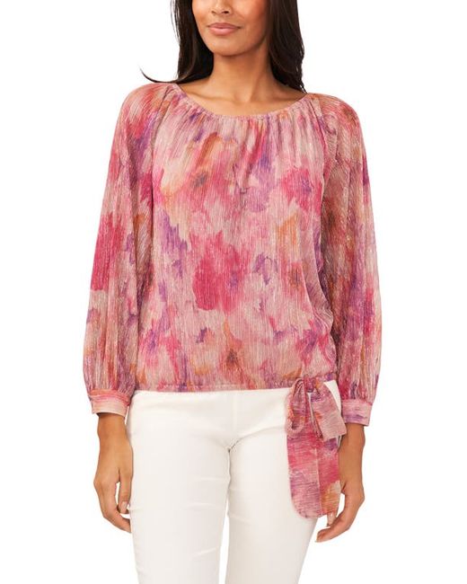 Chaus Metallic Floral Blouse in Pink/Gold at