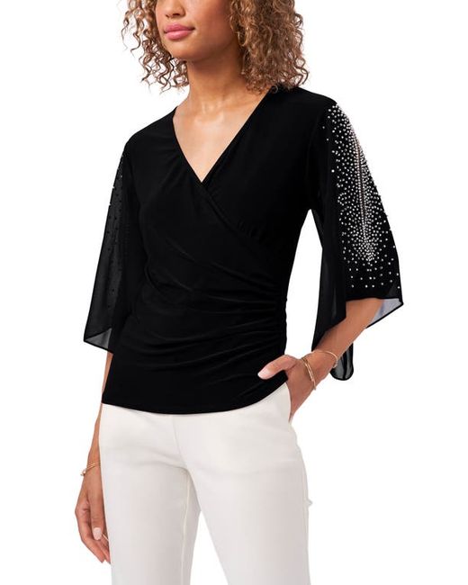 Chaus Embellished Split Sleeve Surplice Blouse in at