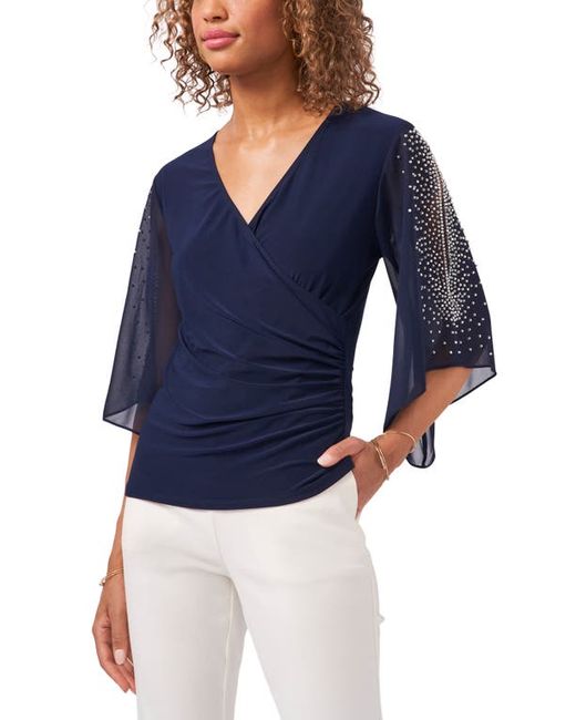 Chaus Embellished Split Sleeve Surplice Blouse in at