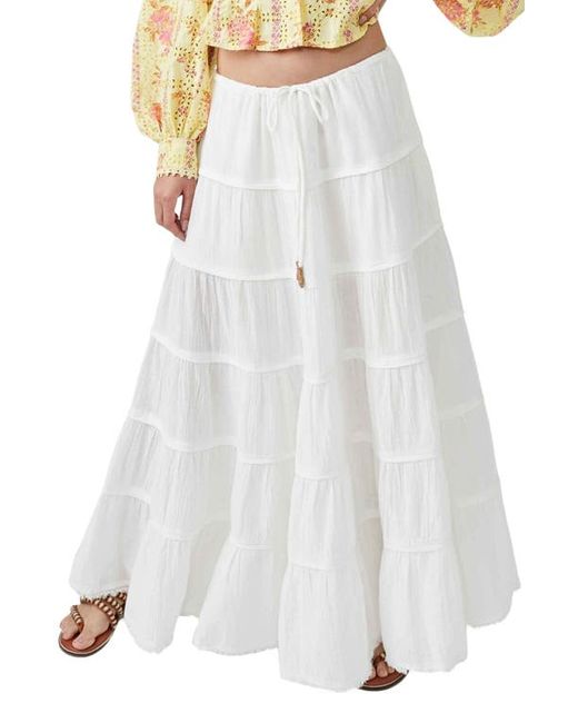 Free People Simply Smitten Tiered Cotton Maxi Skirt in at