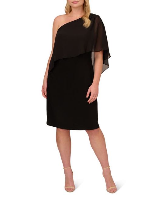 Adrianna Papell Chiffon Jersey One-Shoulder Dress in at