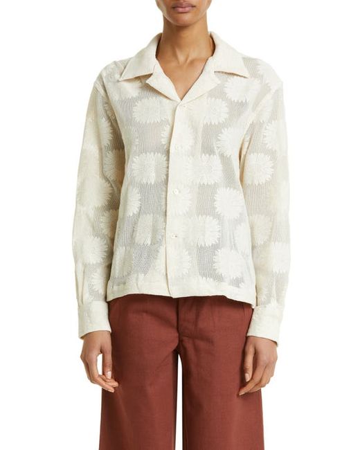 Bode Sunflower Lace Button-Up Shirt in at