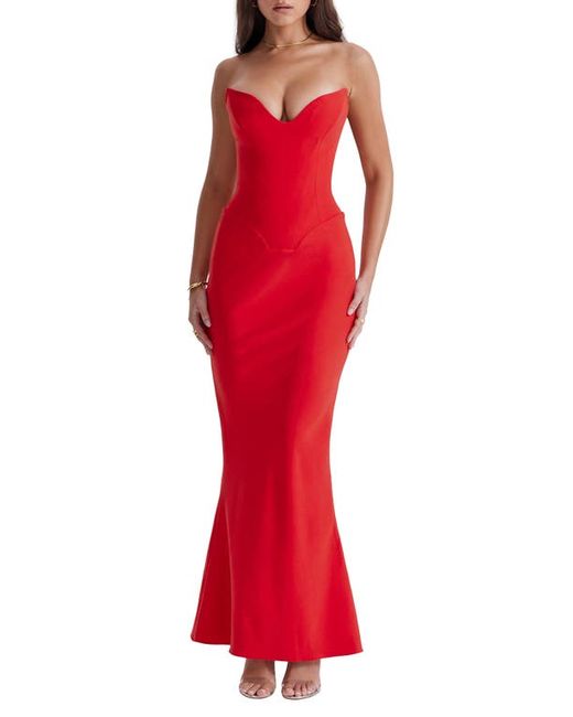 House Of Cb Strapless Stretch Satin Gown in at