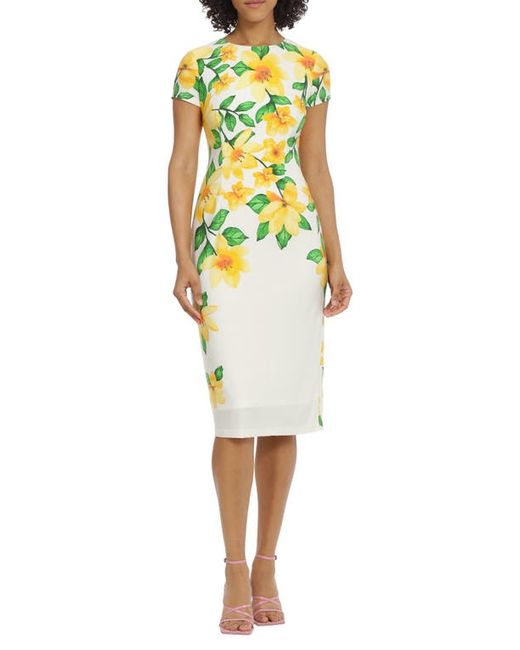 Maggy London Floral Midi Sheath Dress in Ivory/Mimosa at