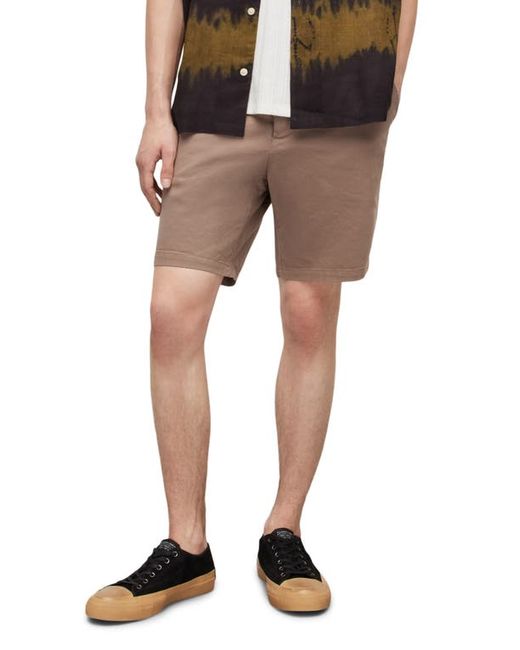 AllSaints Neiva Flat Front Stretch Twill Shorts in at