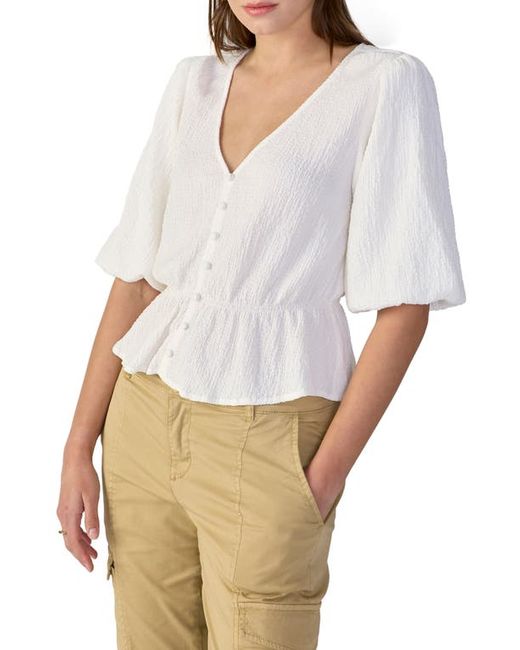 Sanctuary Textured Puff Sleeve Blouse in at