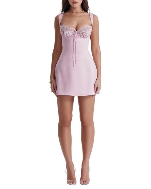 House Of Cb Adriana Lace Inset Satin Minidress in at