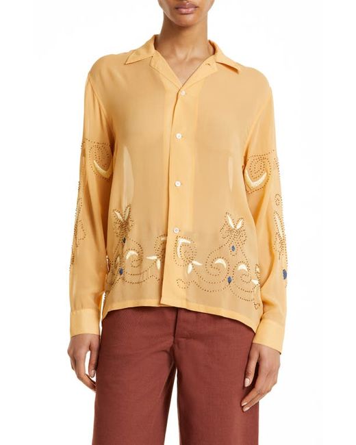 Bode Beaded Silk Georgette Button-Up Shirt at
