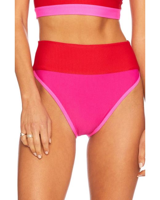 Beach Riot Emmy Colorblock High Waist Bikini Bottoms in at