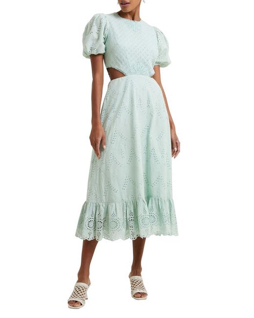 French Connection Esse Eyelet Embroidered Cutout Cotton Dress in at