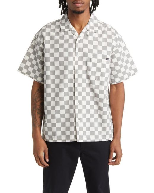 Vans Oversize Checkerboard Short Sleeve Button-Up Camp Shirt in at