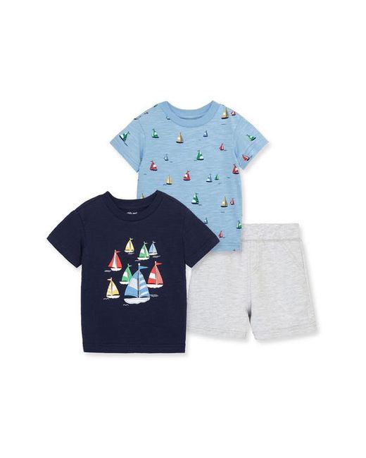 Little Me Sailboat Two-Piece Cotton T-Shirts Shorts Set in at