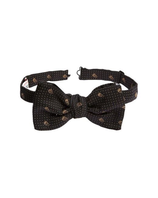 Alexander McQueen Scull Polka Dot Silk Bow Tie in 1031-Black at