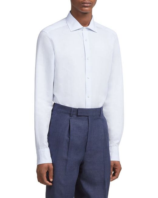 Z Zegna Garment Washed Cotton Linen Button-Up Shirt in at