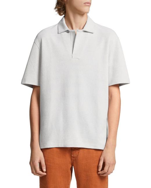 Z Zegna Honeycomb Short Sleeve Cotton Polo in at