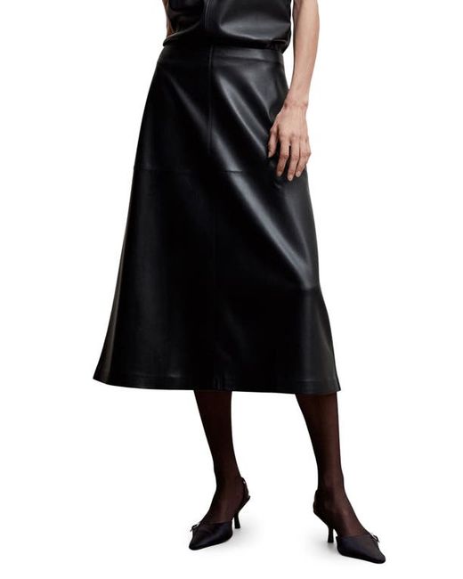 Mango Faux Leather A-Line Midi Skirt in at