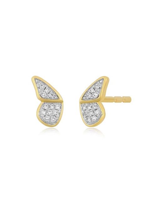 EF Collection Flutter Diamond Butterfly Stud Earrings in at