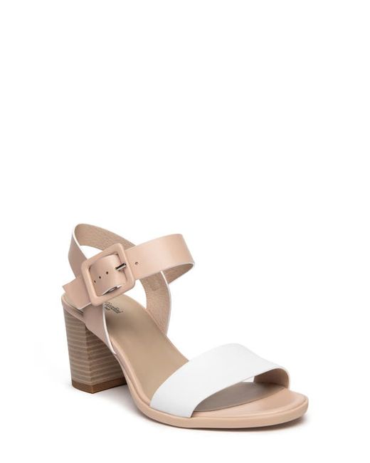 NeroGiardini City Colorblock Ankle Strap Sandal in White/Blush at