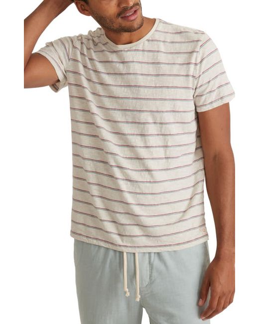 Marine Layer Stripe Cotton Slub T-Shirt in Rose Wine/Green at
