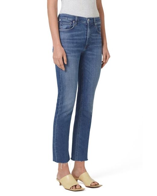Citizens of Humanity Isola Frayed Mid Rise Crop Slim Straight Leg Jeans in at