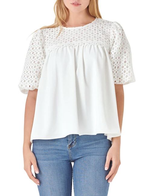 English Factory Eyelet Puff Sleeve Blouse in at