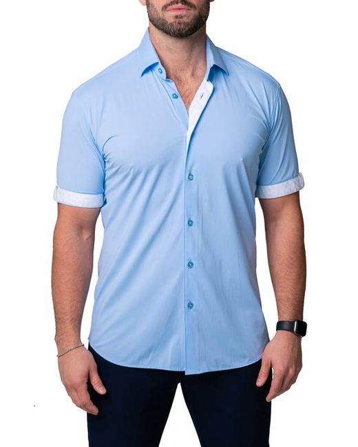 Maceoo Galileo Pur Stretch Short Sleeve Button-Up Shirt at